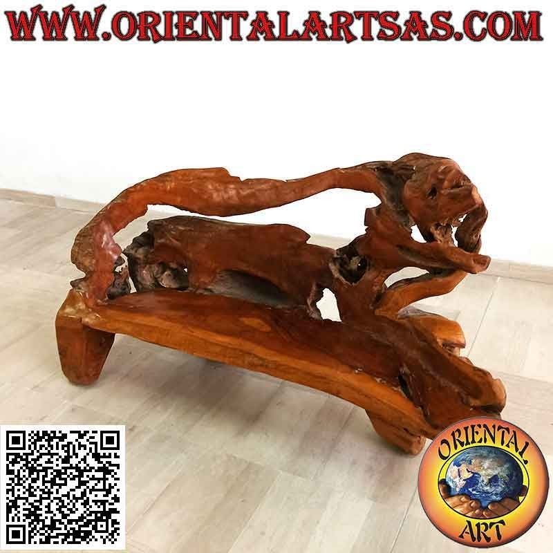 Armchair in natural root of teak wood (95h x 170x50)
