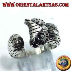 anello in argento gufo avvolgente