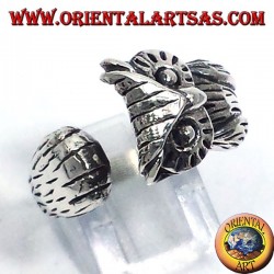 silver ring, enveloping Owl