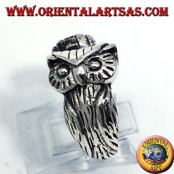 anillo de plata, búho envolvente