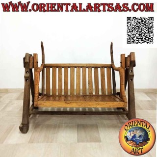 Dondolo altalena da giardino in legno massiccio di teak antico (riciclato di mezzi agricoli)