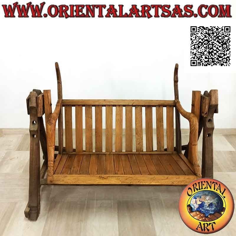 Columpio de jardín en madera de teca maciza antigua (vehículos agrícolas reciclados)