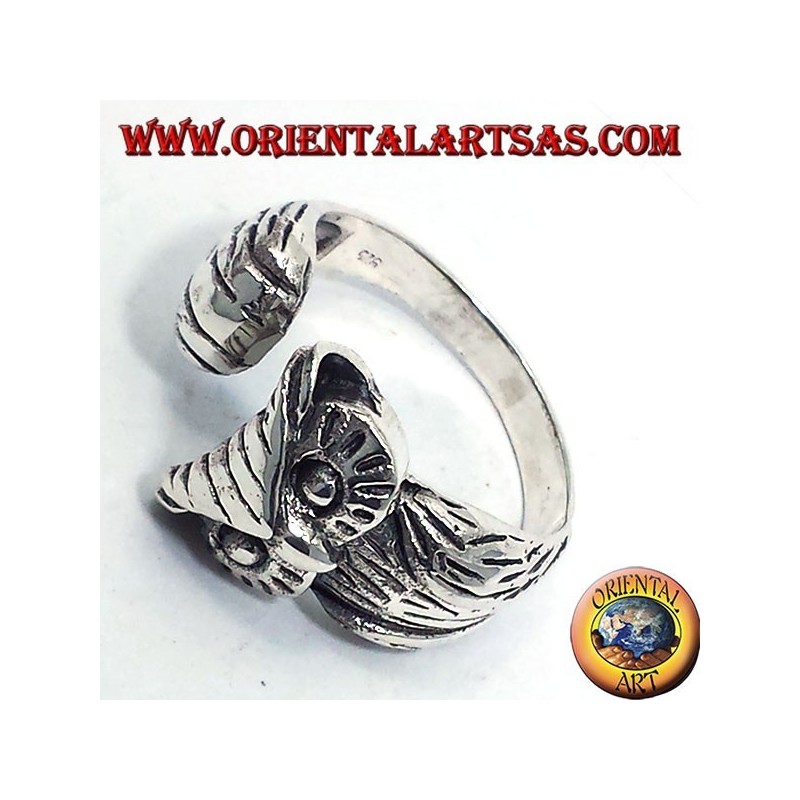 anello in argento gufo avvolgente