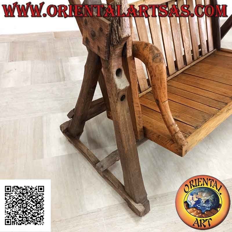 Columpio de jardín en madera de teca maciza antigua (vehículos agrícolas reciclados)