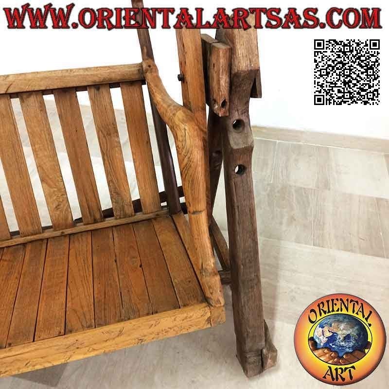 Columpio de jardín en madera de teca maciza antigua (vehículos agrícolas reciclados)