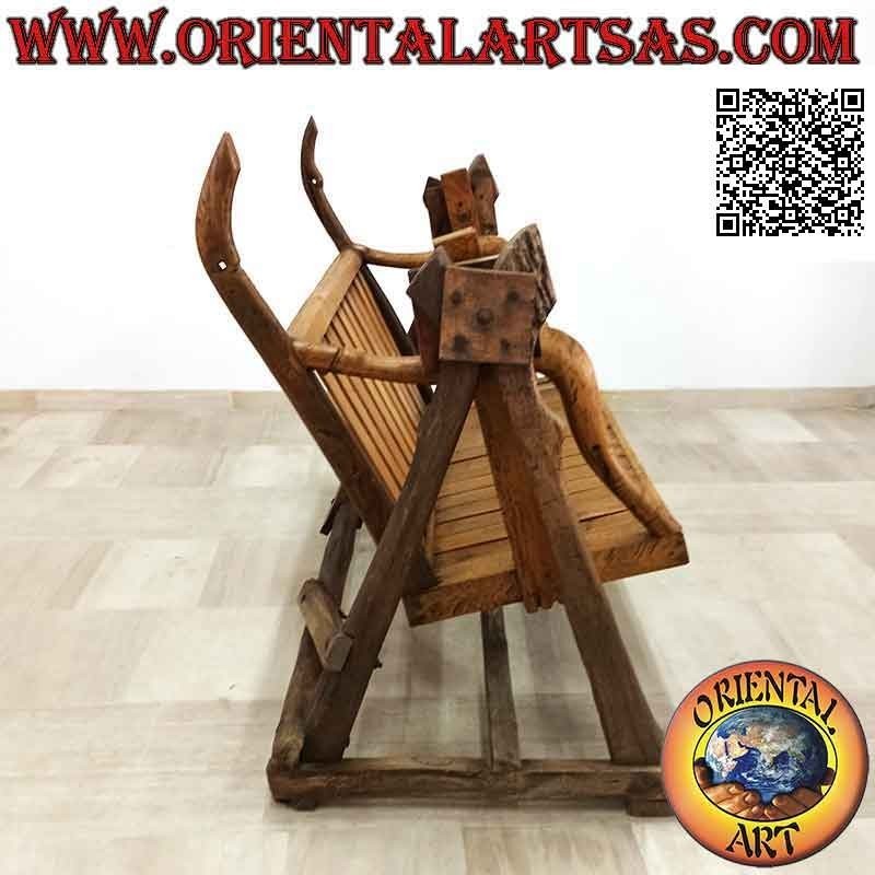 Garden swing in antique solid teak wood (recycled agricultural vehicles)