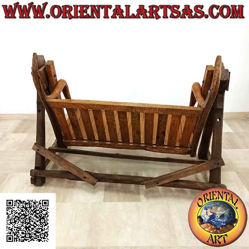 Garden swing in antique solid teak wood (recycled agricultural vehicles)