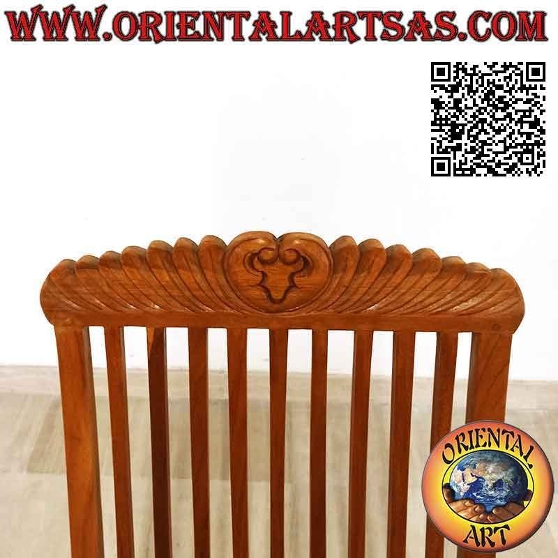 Sedia pieghevole con decoro imperiale intagliato in legno di teak