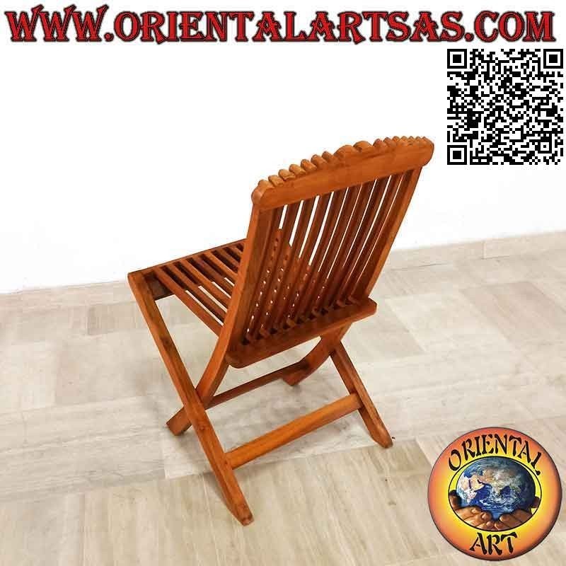 Silla plegable con decoración imperial tallada en madera de teca
