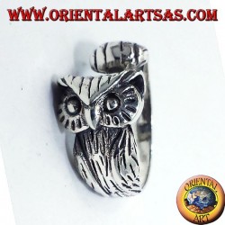 anillo de plata, búho envolvente