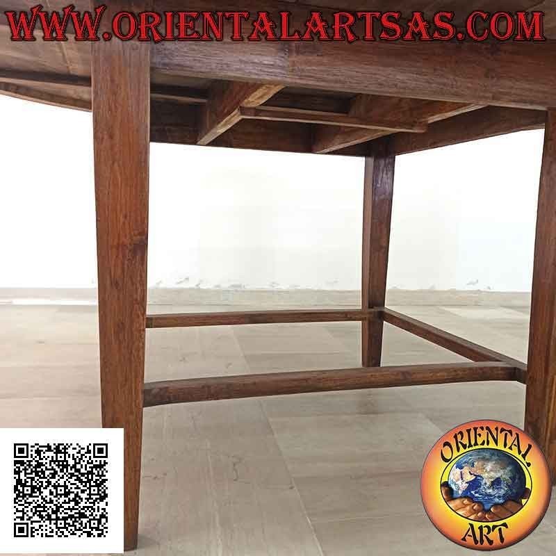 Table ovale extensible à quatre pieds joints en bois de teck (130 x 148 cm)