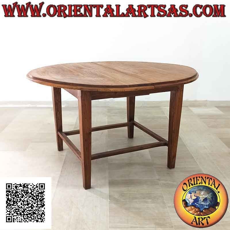 Tavolo ovale allungabile a quattro piedi congiunti in legno di teak (130 x 148 cm)