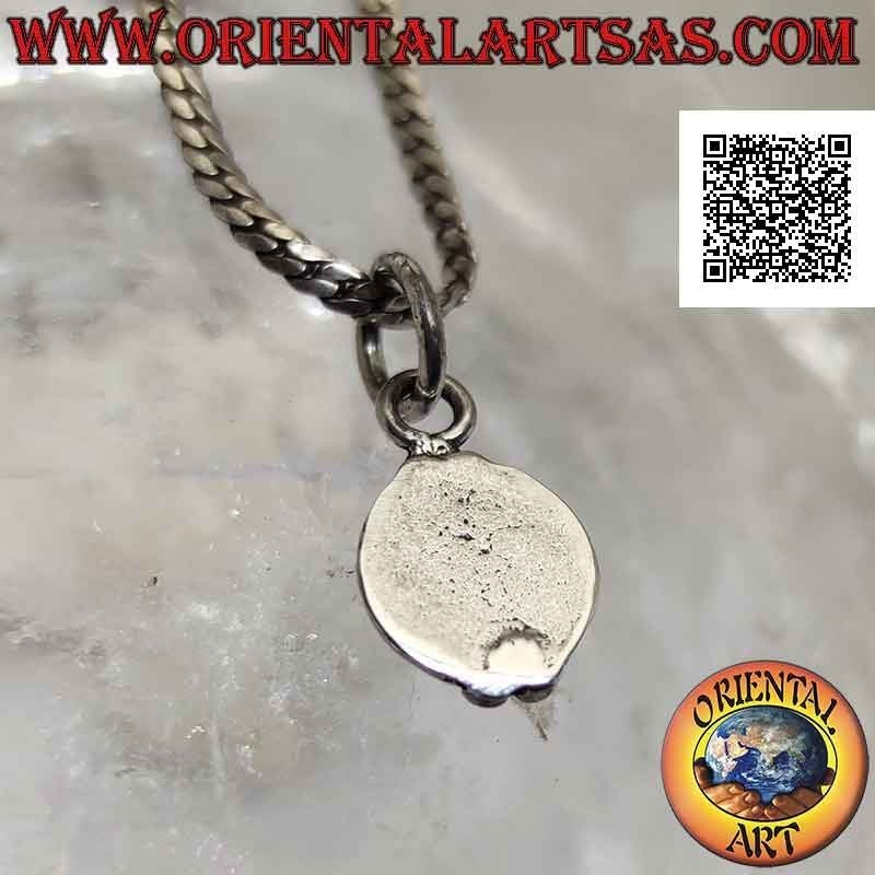 Ciondolo in argento con pasta di turchese tonda a cabochon e coppia di palline sopra e sotto