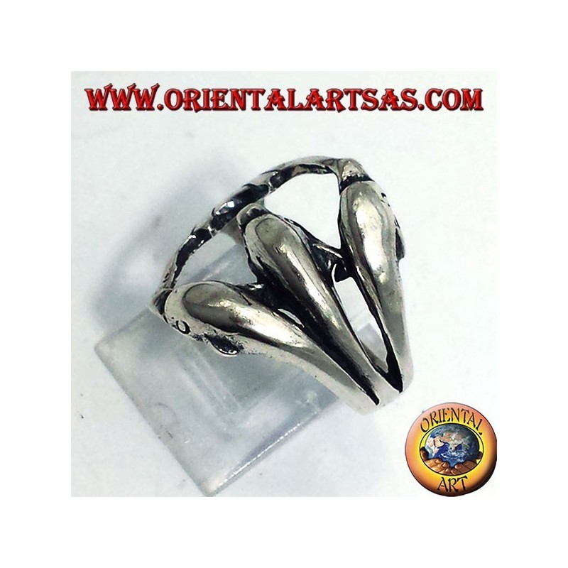 anillo de plata, tres delfines