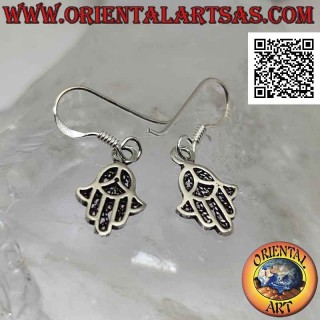Silver earrings, hand of fatima