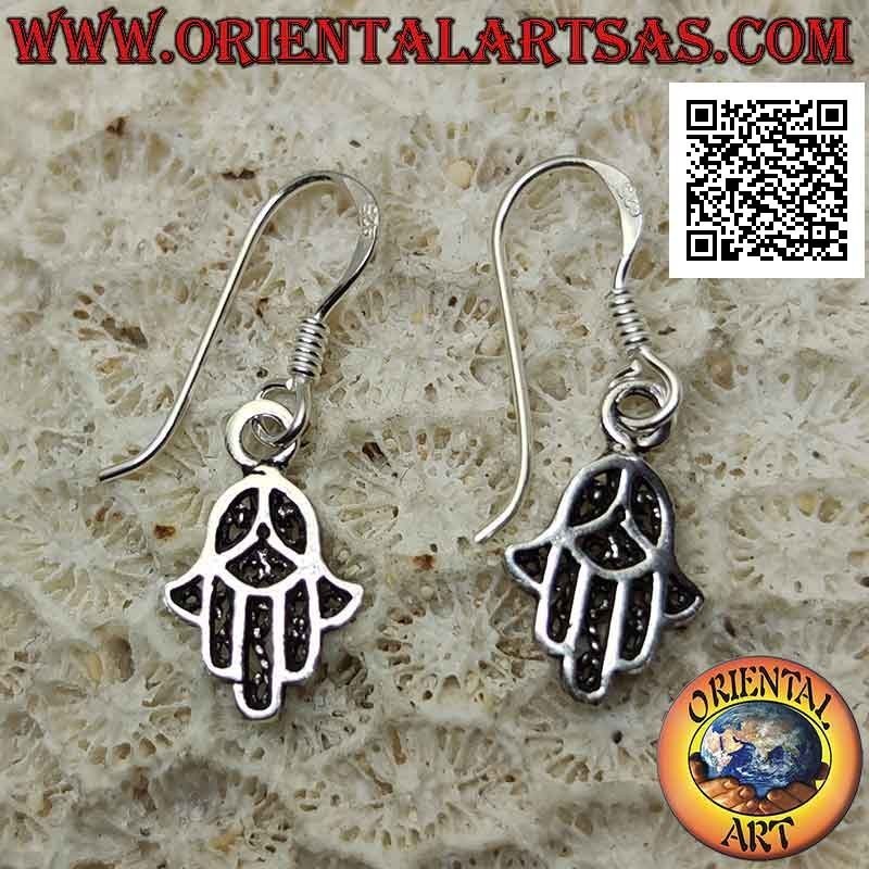 Silver earrings, hand of fatima