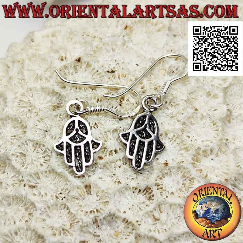 Boucles d'oreilles en argent, main de fatima