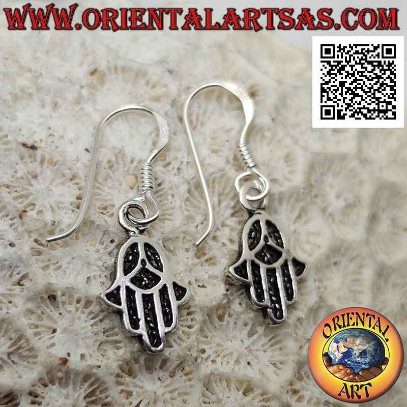 Silver earrings, hand of fatima