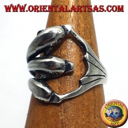 Silver ring, three dolphins