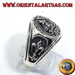 Silber Ring Ace of spades Schädel mit Rose im Mund