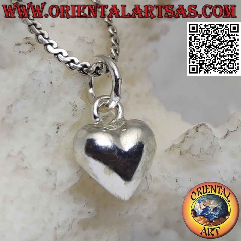 Pendentif en argent, petit coeur lisse arrondi (crochet fin)