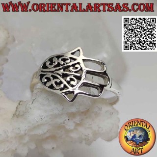 Silberring mit perforierter horizontaler Hand von Fatima