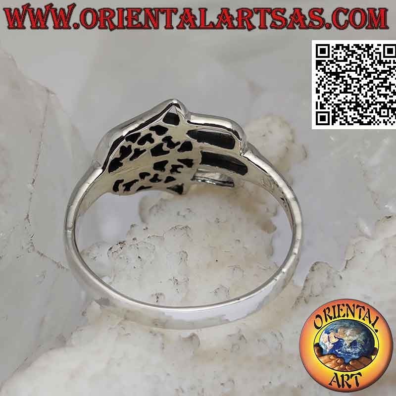 Silberring mit perforierter horizontaler Hand von Fatima