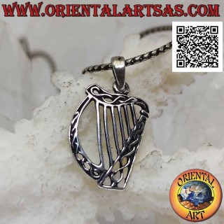 Silver pendant, Celtic Harp