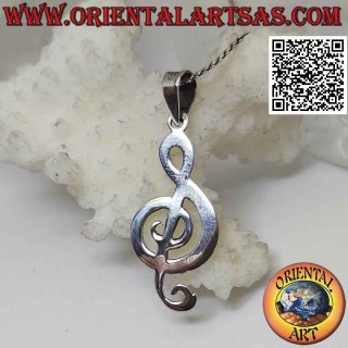 Silver pendant, treble clef or flat thick g clef