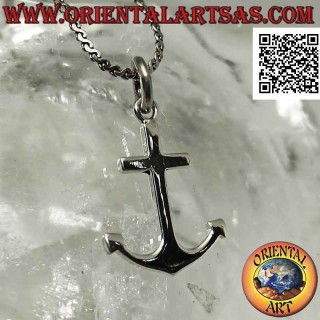 Silver pendant, smooth flat anchor