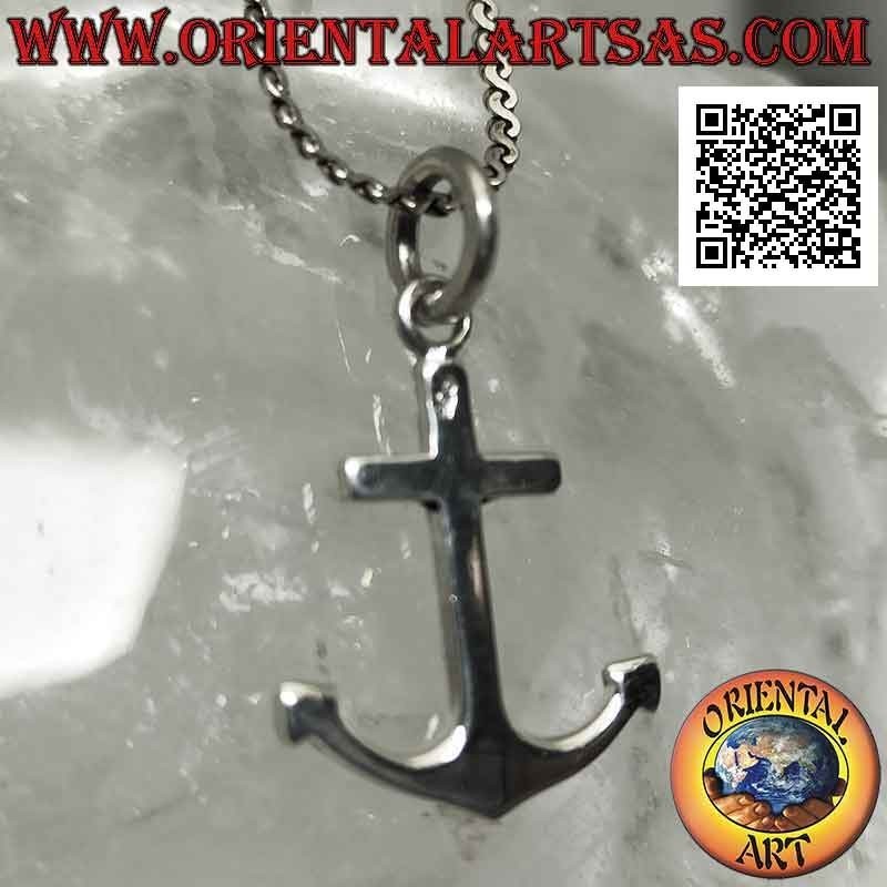 Colgante de plata, ancla plana lisa