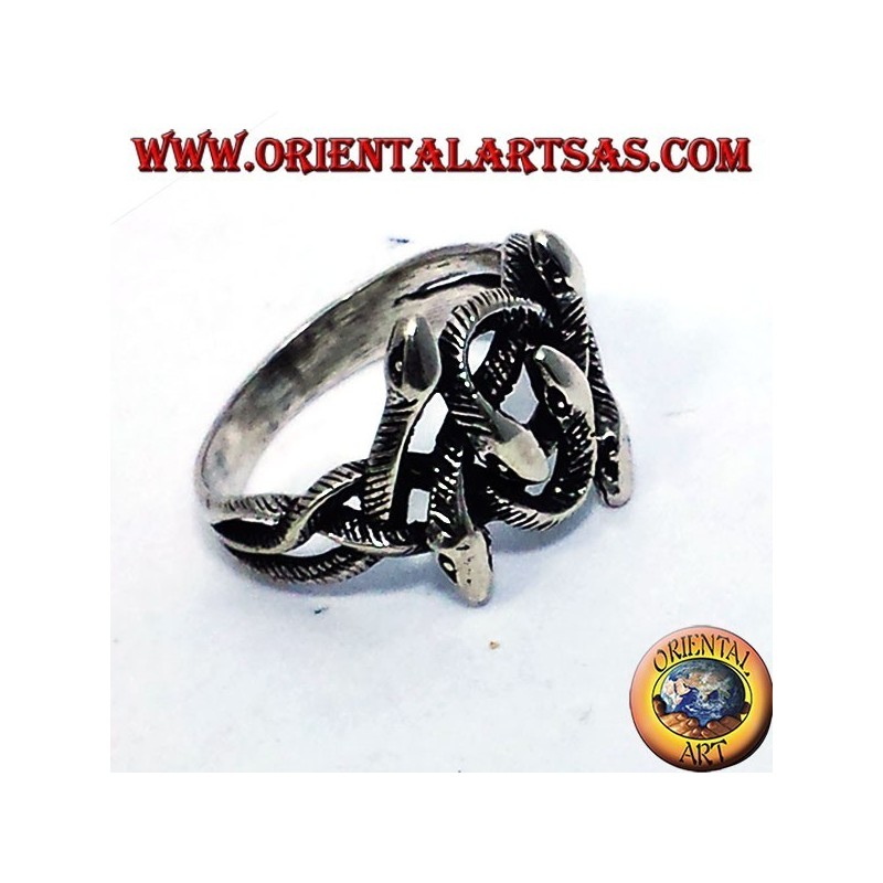 anillo de plata, nudo de seis serpientes