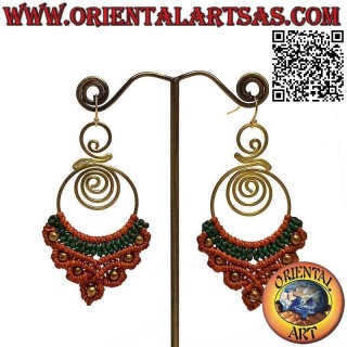 Handmade earrings in golden brass and macramé technique (3)