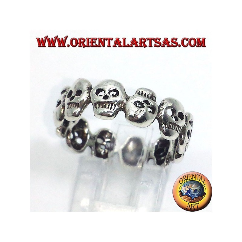 serrer crânes anneau argent