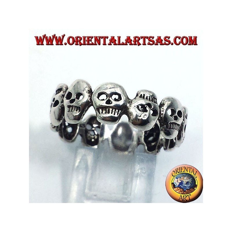 serrer crânes anneau argent