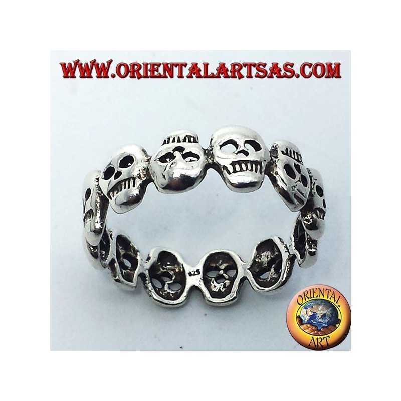 serrer crânes anneau argent