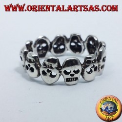 fascetta di teschi anello in argento 