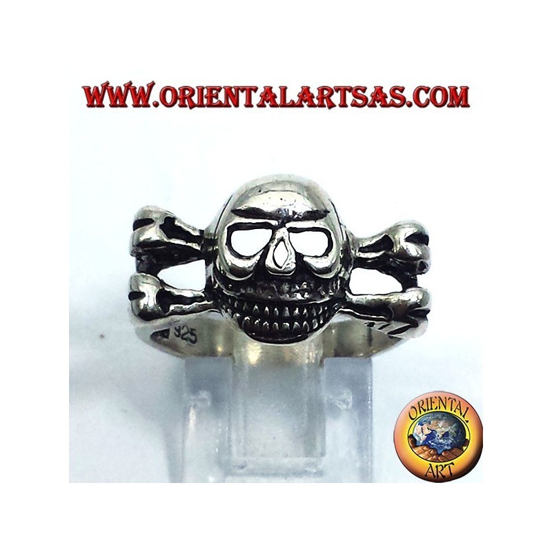 silver ring, on the skull bones