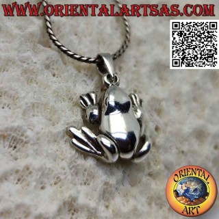 Pendentif en argent, grenouille crapaud lisse avec pattes mobiles