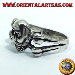 silver ring, on the skull bones