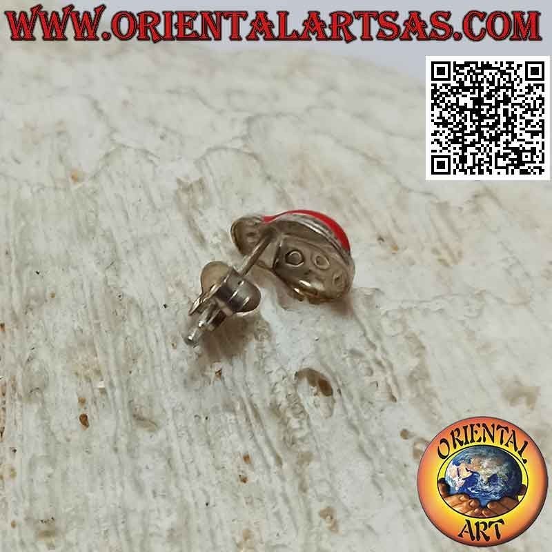 Mini pendiente de plata, la gran mariquita roja esmaltada con alas semicerradas