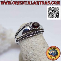 Silver ring with horizontal...