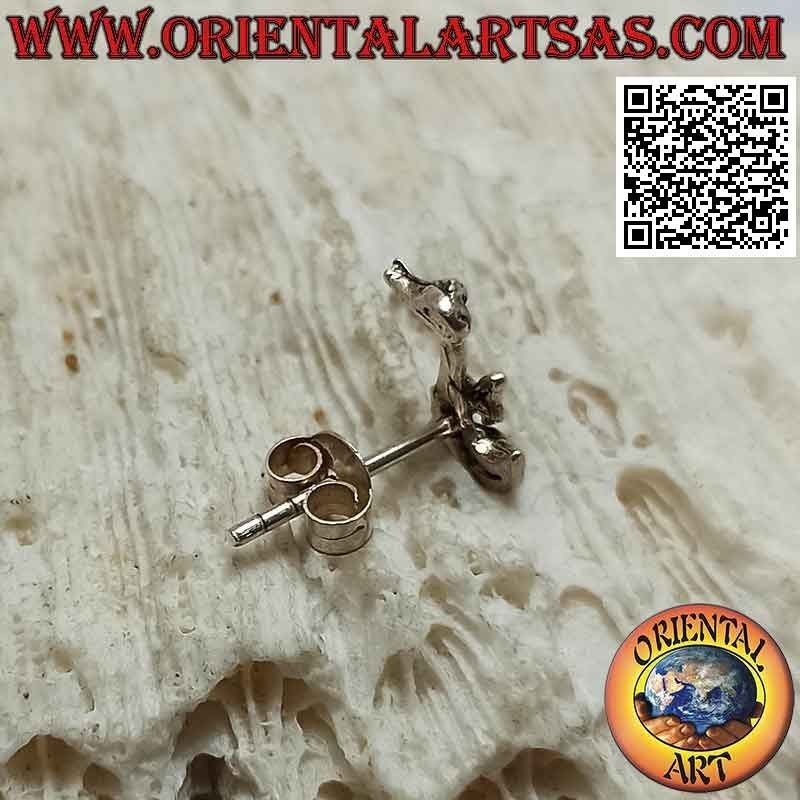 Pendiente de plata mini, el pato con el cuello largo y la pajarita