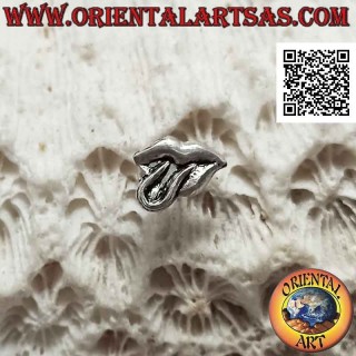 Mini silver earring, the tongue of the "Rolling Stones"