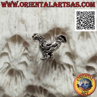 Mini boucle d'oreille en argent, le coq