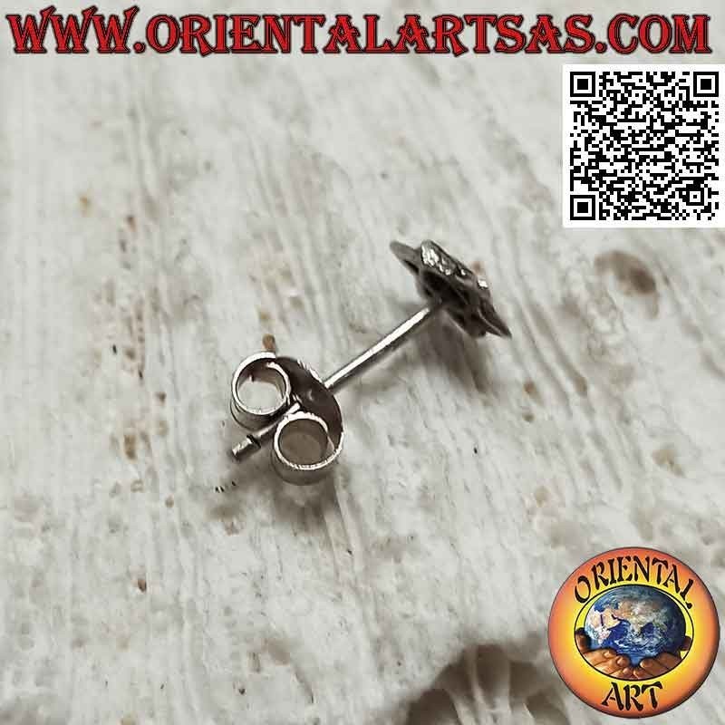 Mini boucle d'oreille en argent, l'étoile de David avec hexagone central