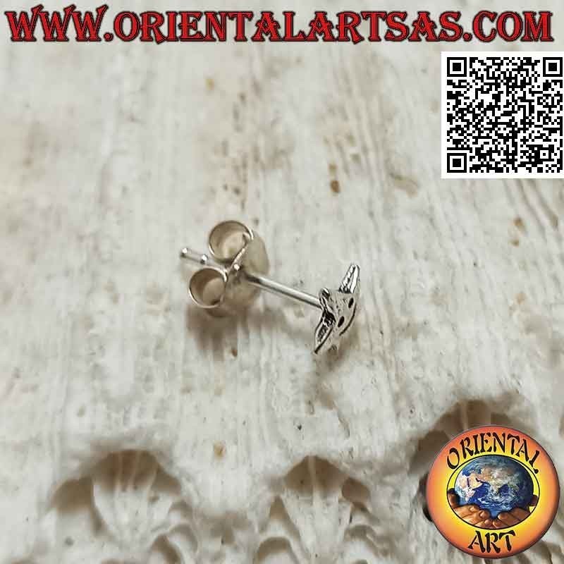 Mini pendiente de plata, estrella con cara sonriente grabada