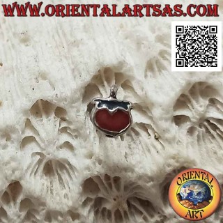 Mini silver earring, the red apple (enameled)