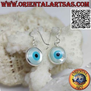 Silberne Ohrringe, das Auge Allahs (Amulett gegen bösen Blick und Pech)