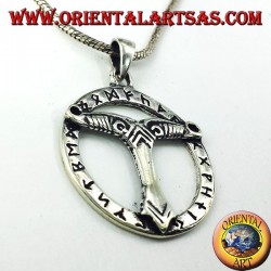 Silber Anhänger Baum der Welt mit Runen